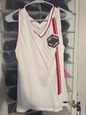 Star Wars women’s White Tank with Red Trim and Logo